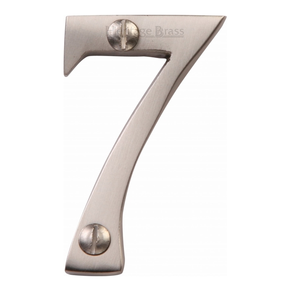 C1567 7-SN • 51mm • Satin Nickel • Heritage Brass Face Fixing Numeral 7
